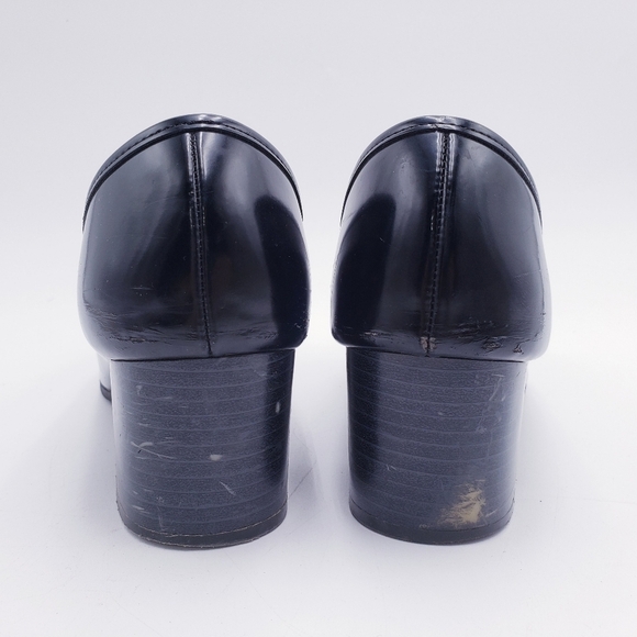 Vintage 90s Y2K American Eagle Chunky Block Heel Penny Loafer Shoe Black Size 10 - Picture 4 of 11